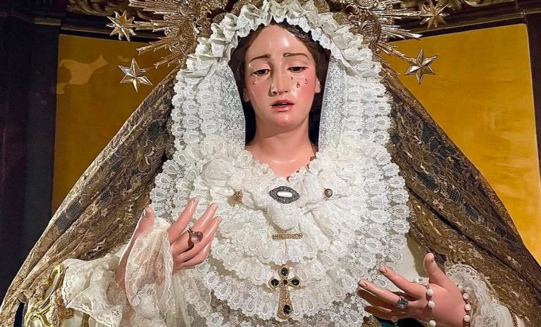 Imagen de la Virgen de los Dolores de Sierra de Yeguas. Facebook página Hermandad.