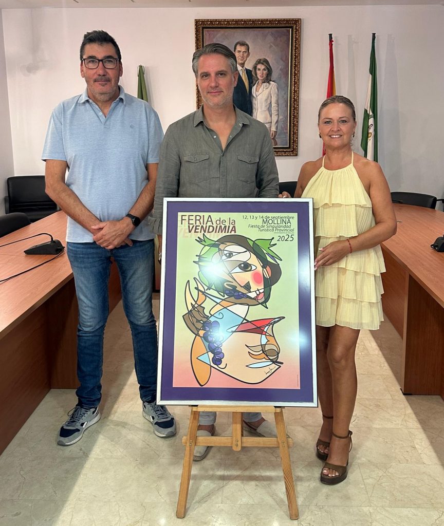 Presentación del cartel que anuncia la Feria de la Vendimia 2025, obra del pintor jienense, Miguel Ángel Belinchón Bujes (Belin).
