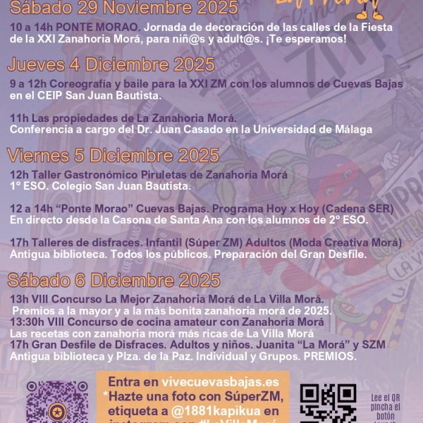 Cuevas Bajas celebra la XXI Fiesta de la Zanahoria Morá el próximo 7 de diciembre