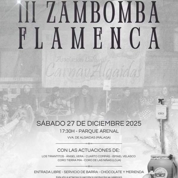 Villanueva de Algaidas despedirá el año con la III Zambomba Flamenca en el Parque Arenal