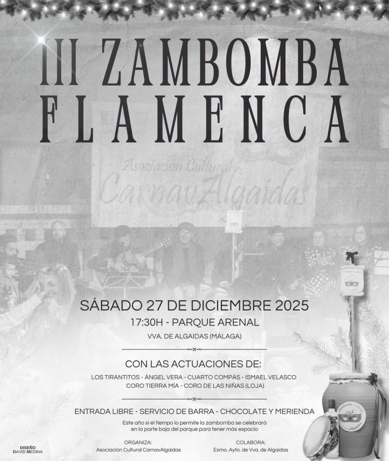 Villanueva de Algaidas despedirá el año con la III Zambomba Flamenca en el Parque Arenal