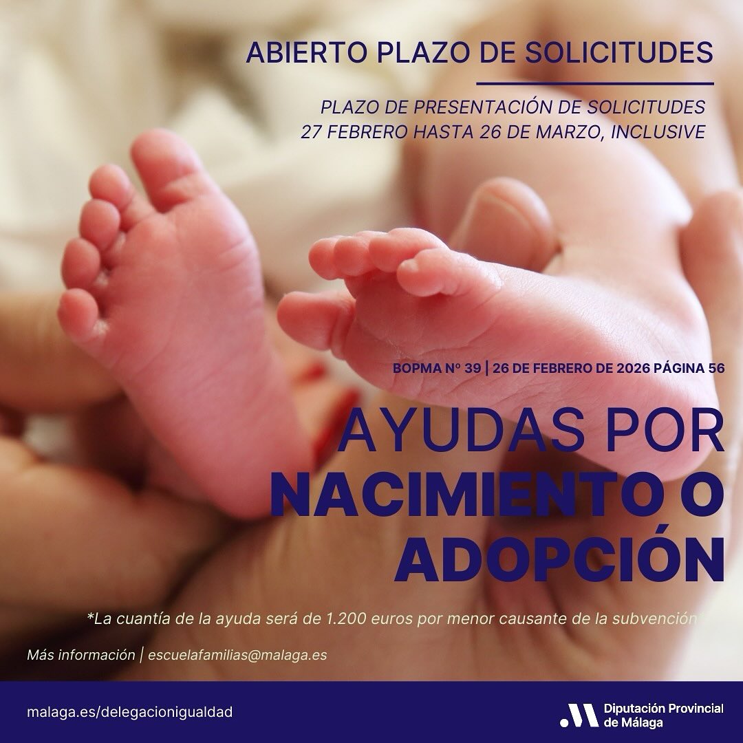 La Diputación abre el plazo de ayudas por nacimiento o adopción 2026 para municipios como Cuevas Bajas