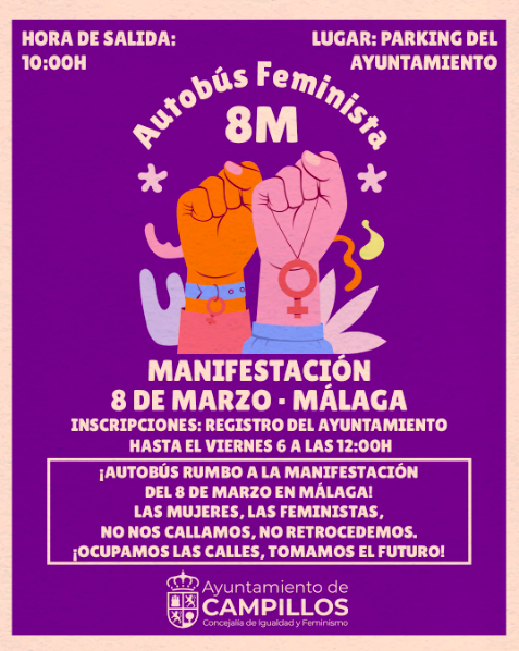 Campillos habilitará un autobús gratuito para acudir a la manifestación del 8M en Málaga