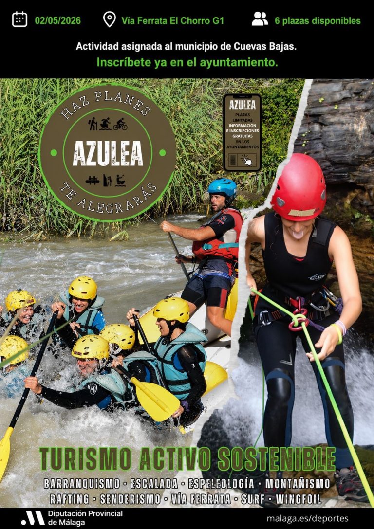 Cuevas Bajas se suma un año más al programa AZULEA 2026 de la Diputación de Málaga con una actividad de turismo activo en El Chorro