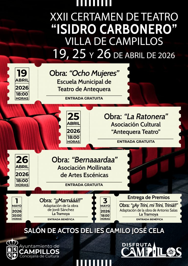 Campillos acoge el XXII certamen de teatro «Isidro Carbonero» con cinco representaciones entre abril y mayo