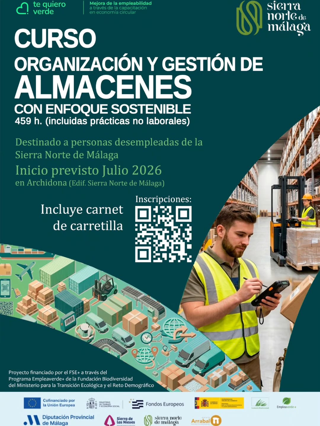 La Sierra Norte de Málaga impulsa un curso gratuito de logística y almacén con carnet de carretilla incluido