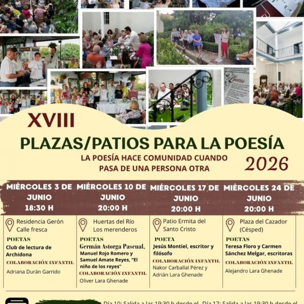 Archidona retoma en junio el ciclo ‘Plazas y Patios para la Poesía’