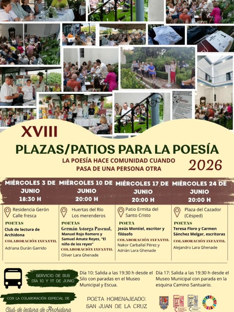 Archidona retoma en junio el ciclo ‘Plazas y Patios para la Poesía’