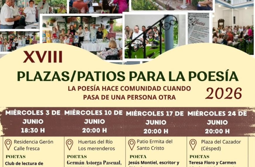Archidona retoma en junio el ciclo ‘Plazas y Patios para la Poesía’