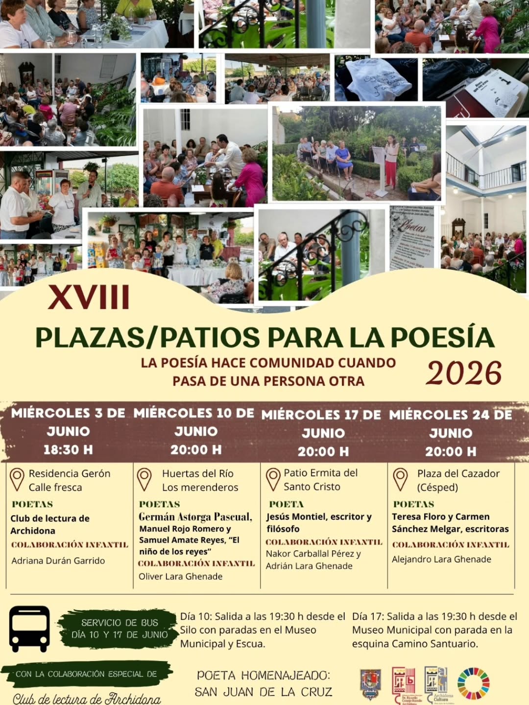 Archidona retoma en junio el ciclo ‘Plazas y Patios para la Poesía’