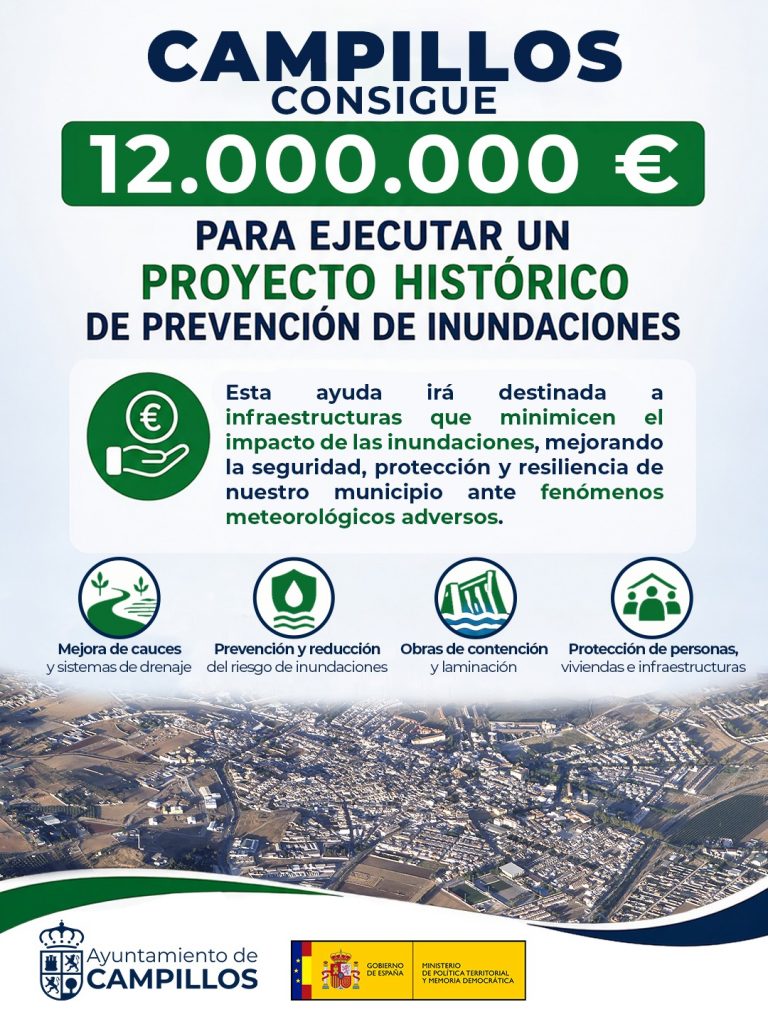 Campillos consigue 12 millones de euros para ejecutar un proyecto histórico de prevención de inundaciones