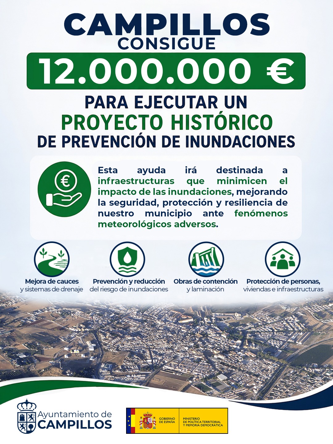 Campillos consigue 12 millones de euros para ejecutar un proyecto histórico de prevención de inundaciones