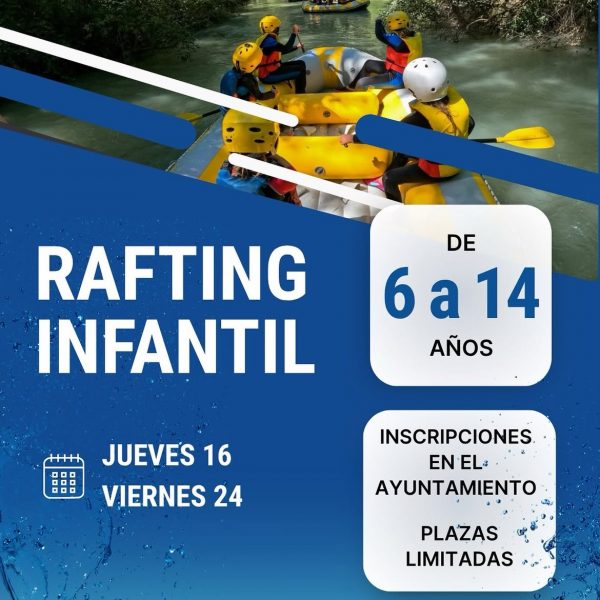 Cuevas Bajas organiza dos jornadas de rafting infantil para niños y niñas de 6 a 14 años
