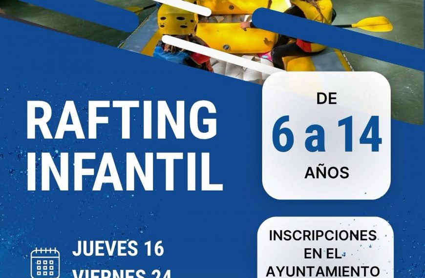 Cuevas Bajas organiza dos jornadas de rafting infantil para niños y niñas de 6 a 14 años