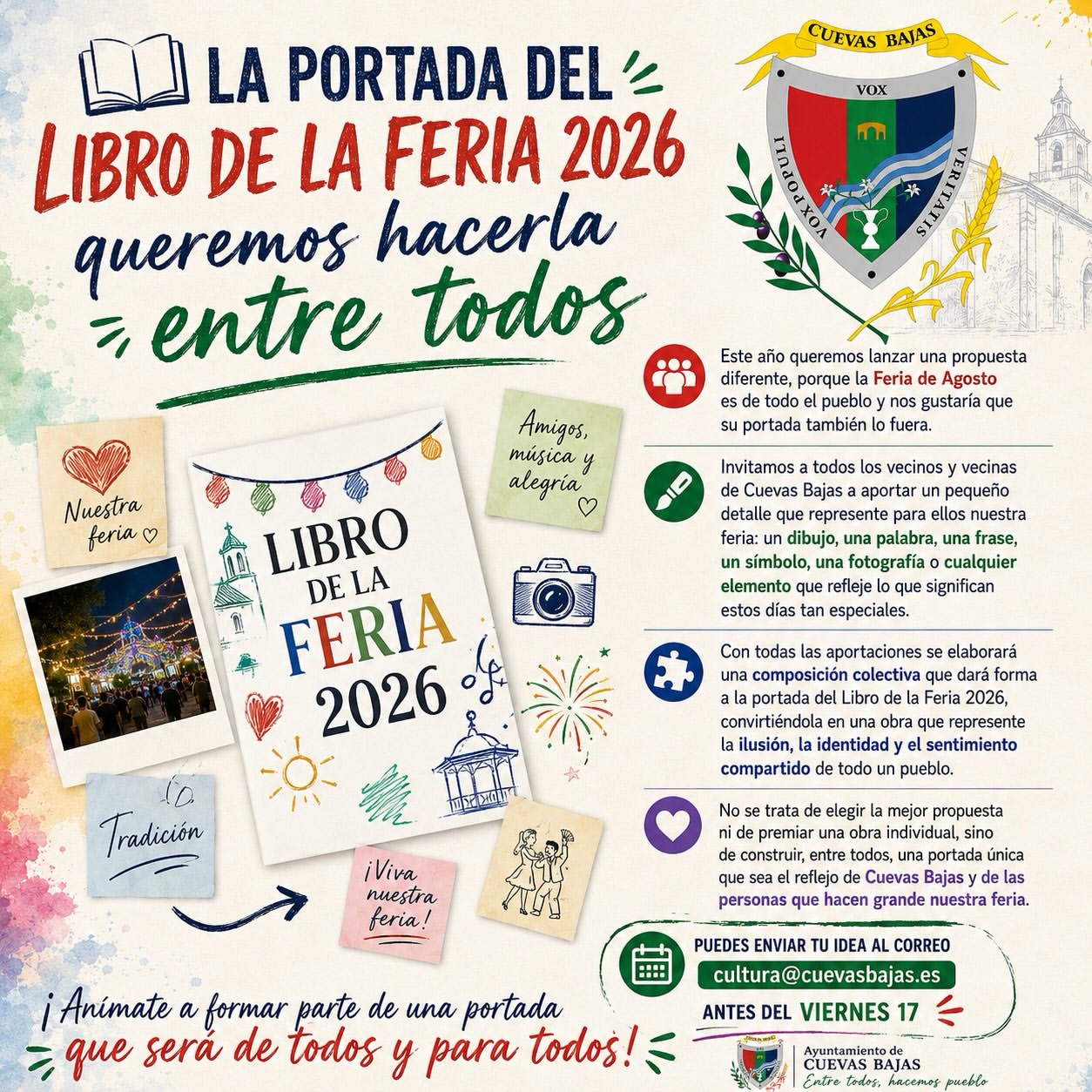 Cuevas Bajas creará de forma colectiva la portada del Libro de la Feria 2026